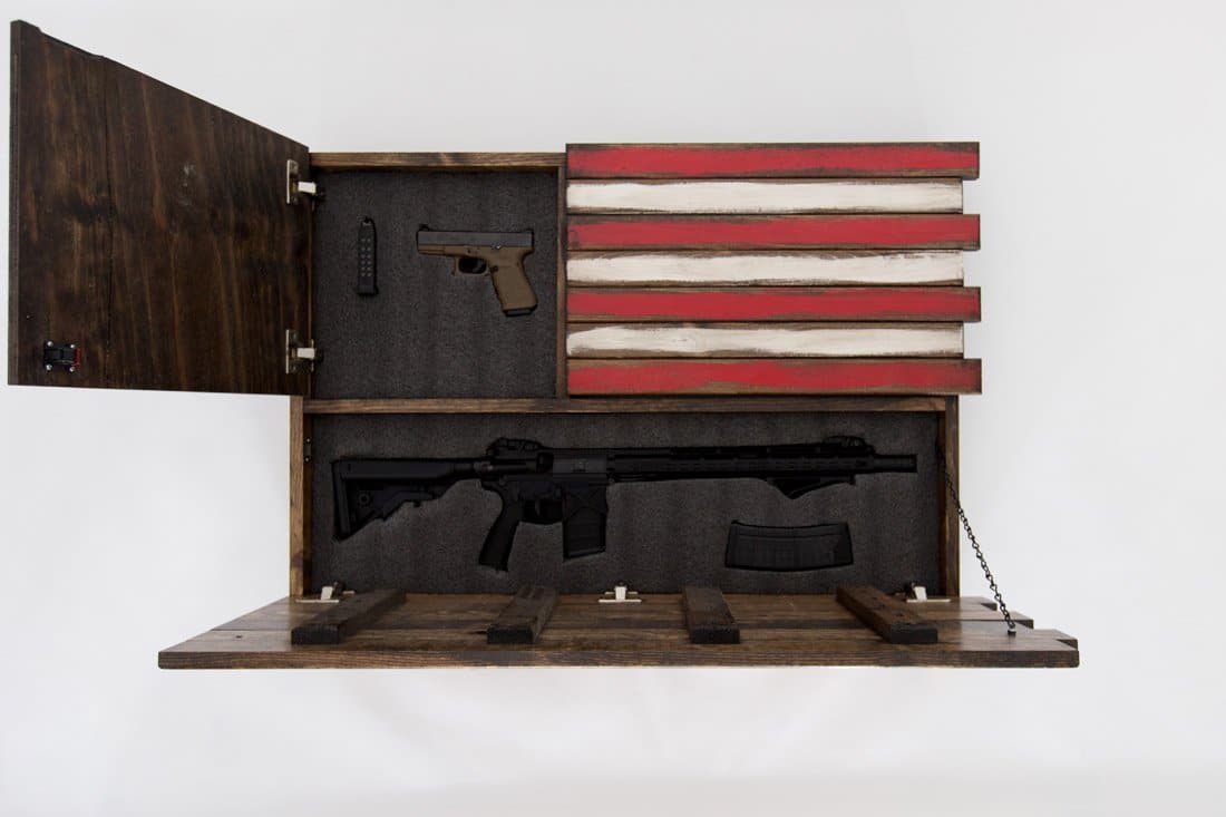 Large American Flag Gun Concealment Case with 2 Compartments