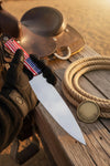 American Flag Handle Chef Knife with Wide Cutting Blade for Patriotic Kitchens