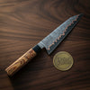 Wave Edge Stag Handle Chef Knife with Leather Sheath for Kitchen and Camp Use