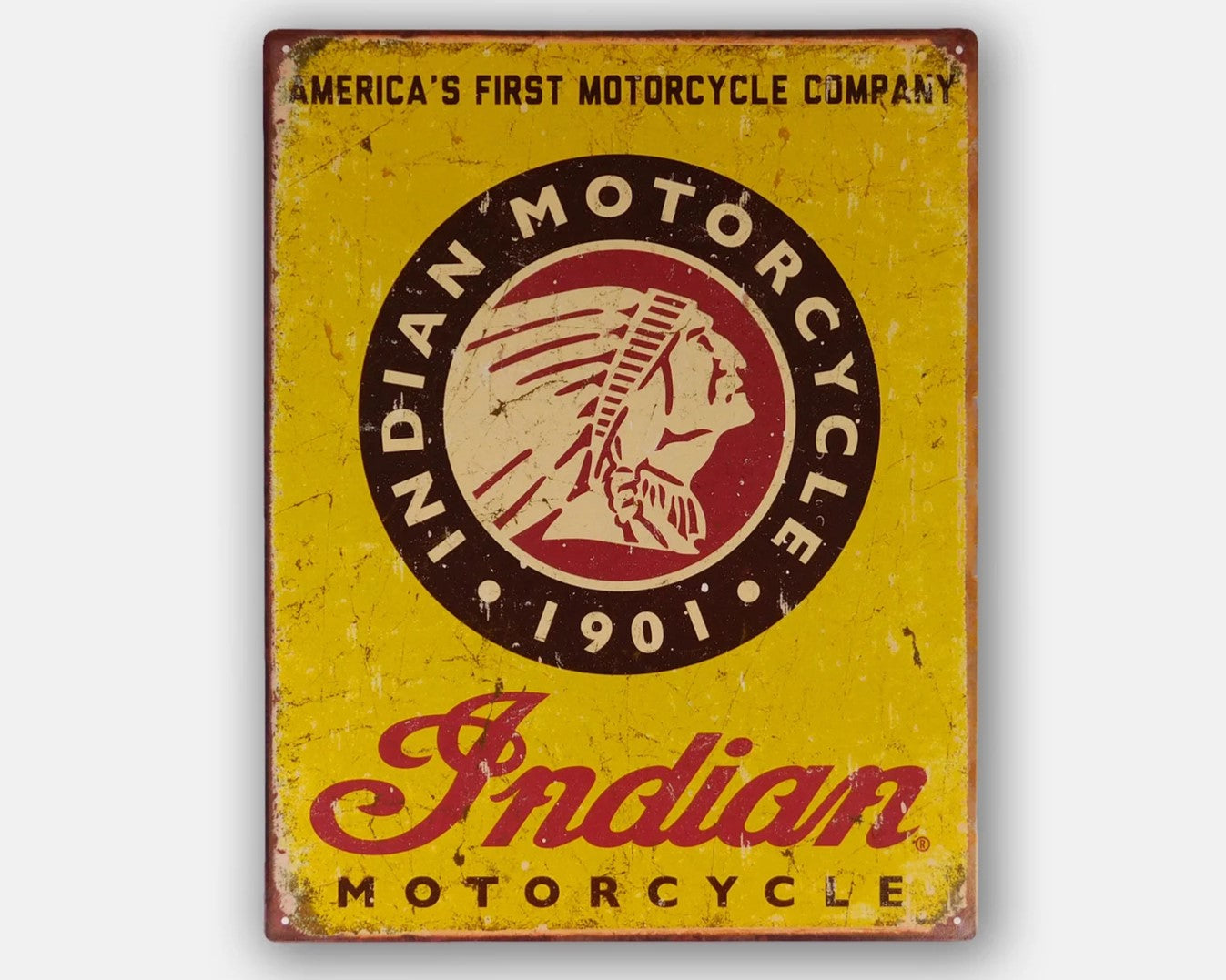 Indian Motorcycle 'Since 1901' - Tin Metal Sign For the Gear Head Sign Box Co.