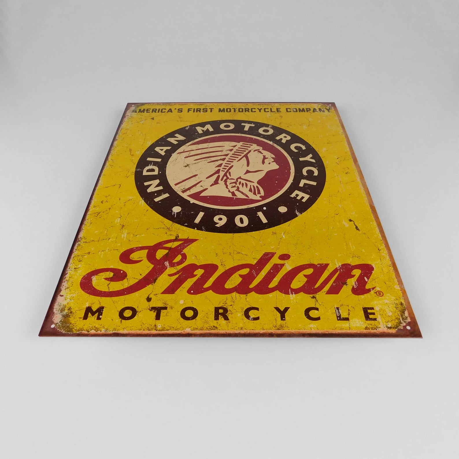 Indian Motorcycle 'Since 1901' - Tin Metal Sign For the Gear Head Sign Box Co.
