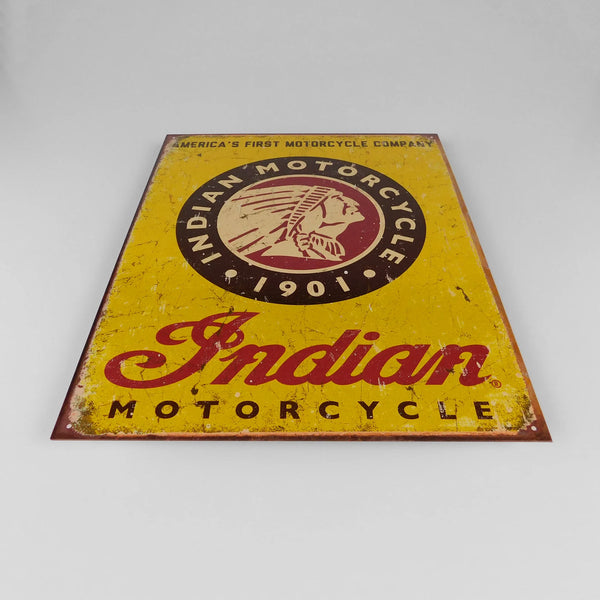 Indian Motorcycle 'Since 1901' - Tin Metal Sign For the Gear Head Sign Box Co.
