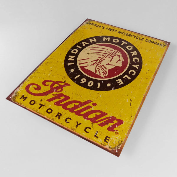 Indian Motorcycle 'Since 1901' - Tin Metal Sign For the Gear Head Sign Box Co.