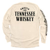 Cream long-sleeve shirt with Tennessee Whiskey text on back and vertical side print