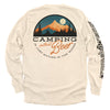 Ivory long-sleeve T-shirt, back camping graphic with “without Beer” text, full-length sleeves