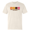 Light sand T-shirt with multicolor “America Runs on Bourbon and Freedom” front graphic