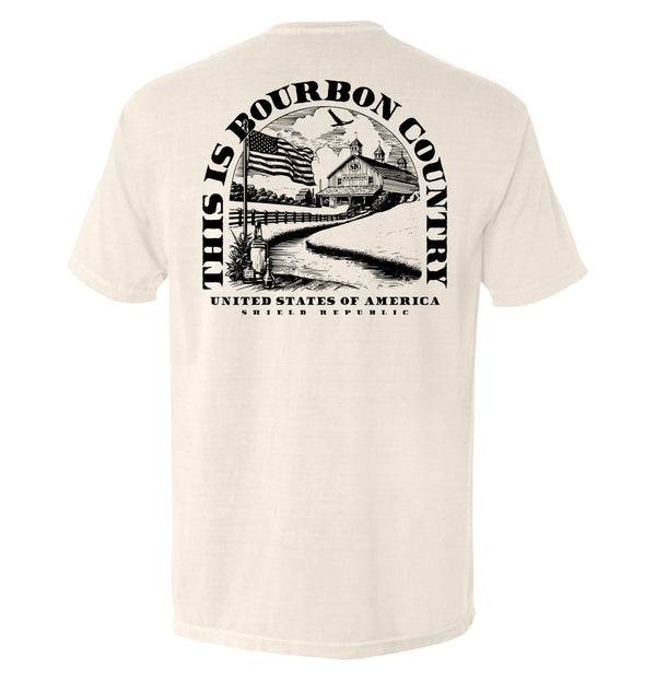Ivory short-sleeve T-shirt with large back Bourbon Country graphic print