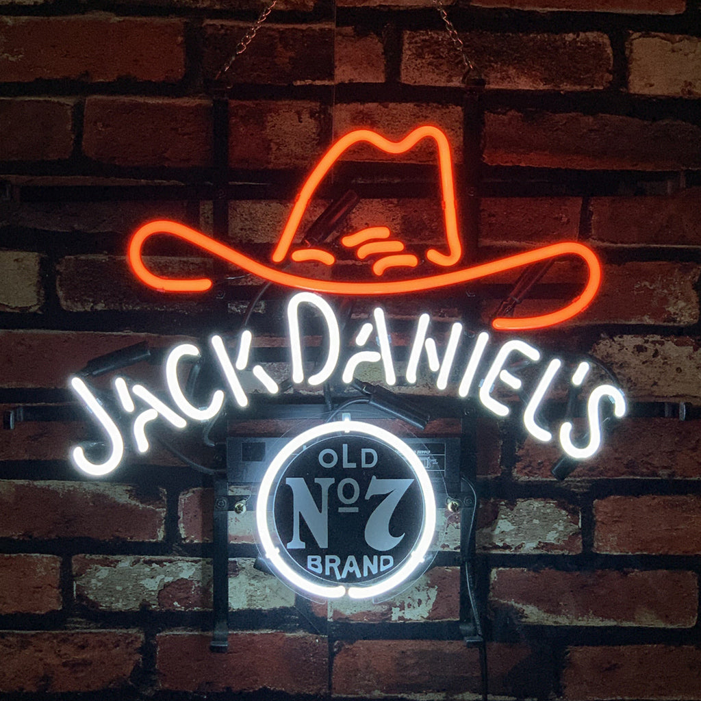 Jack Daniel's Old No.7 neon sign with 'Jack Daniel's' and round Old N°7 Brand logo