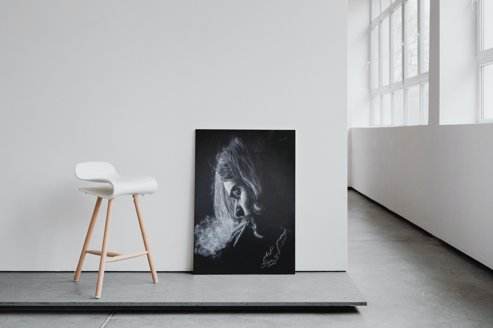 Kurt Cobain Charcoal Portrait – Gallery Wrapped Canvas For the Music Lover Mark Seamans Art