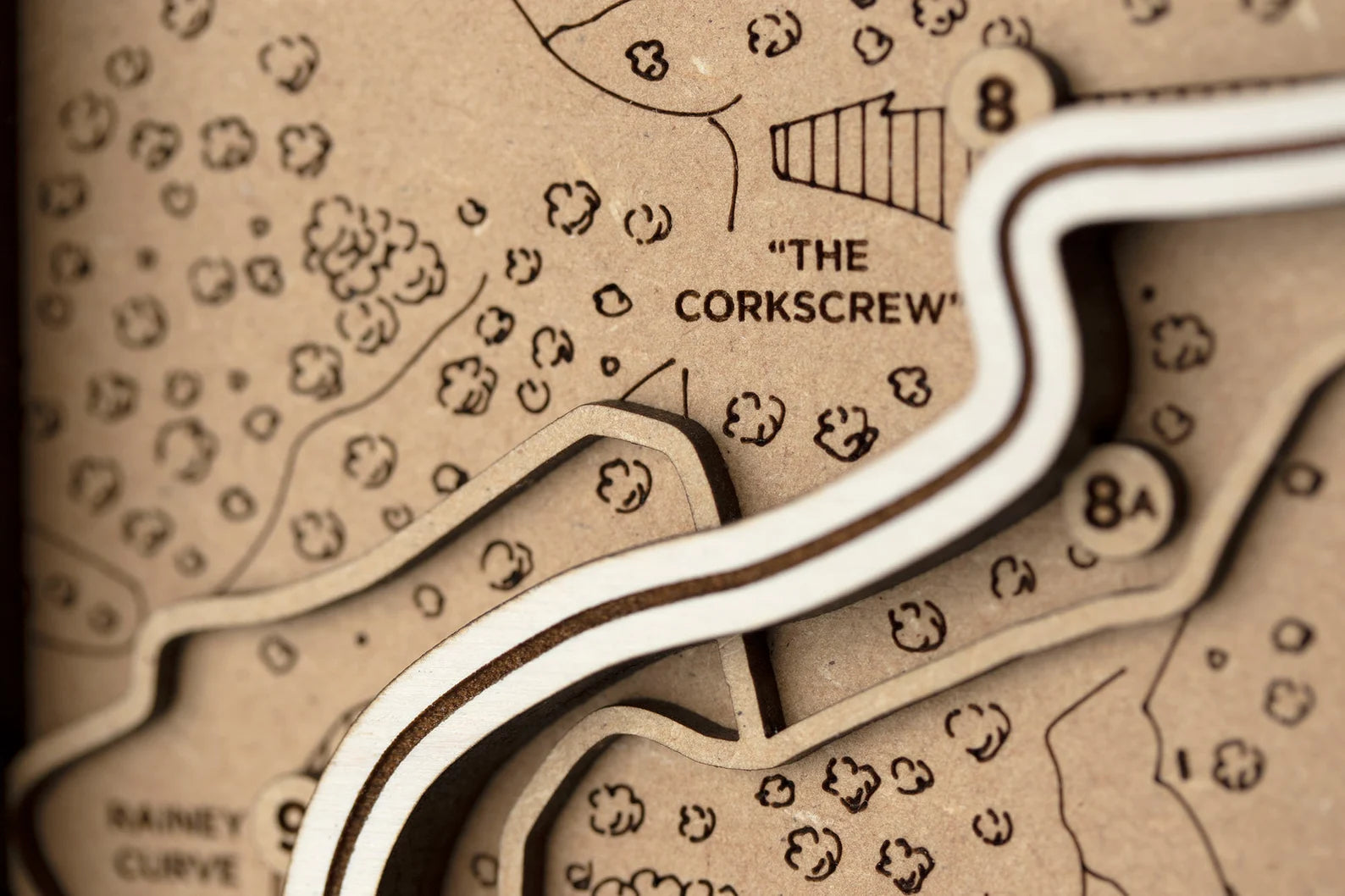 Laguna Seca Raceway - 3D Wood Track Map For the Gear Head Karta Trek