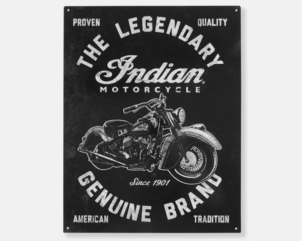Legendary Indian Motorcycle - Tin Metal Sign For the Gear Head Sign Box Co.