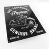 Legendary Indian Motorcycle - Tin Metal Sign For the Gear Head Sign Box Co.
