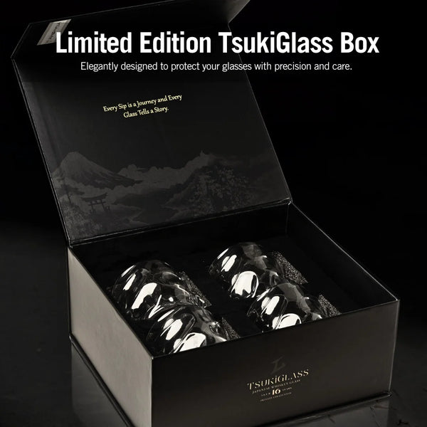 Limited edition TsukiGlass box with two crystal whisky glasses inside