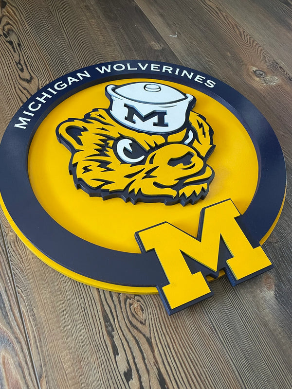University of Michigan Wolverines - Layered Wood Sign