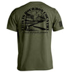 Military green short-sleeve T-shirt with large back Bourbon Country graphic print