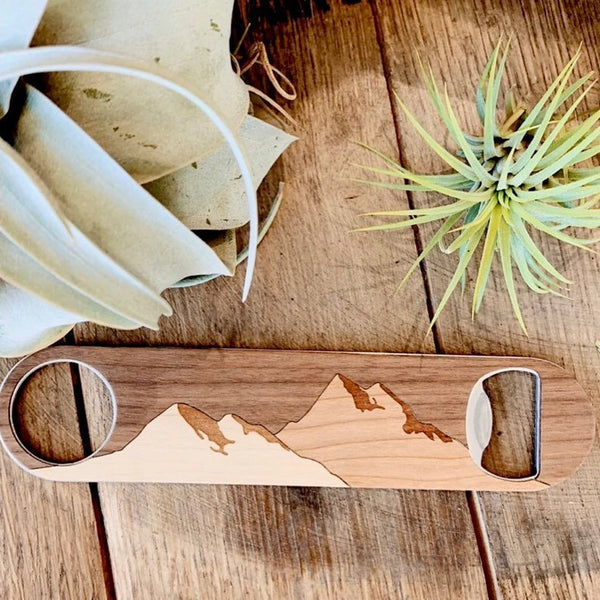 Mountain Range - Wooden Bottle Opener For the Bar Autumn Woods