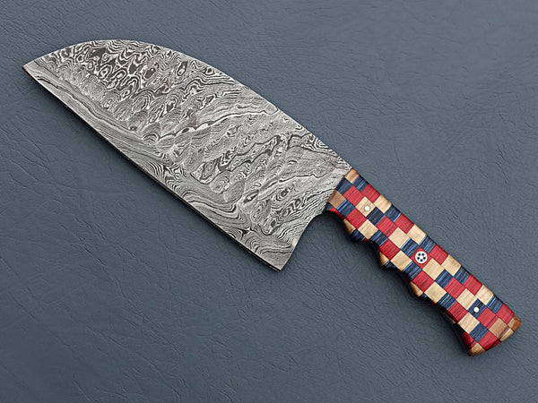 Damascus Steel Serbian Chef Knife – Multi-Colored Handle For the Chef Orklo Knives