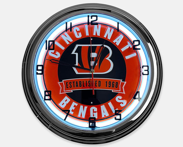 Cincinnati Bengals - Metal White Neon Clock For the Sports Lover Sign Box Co.