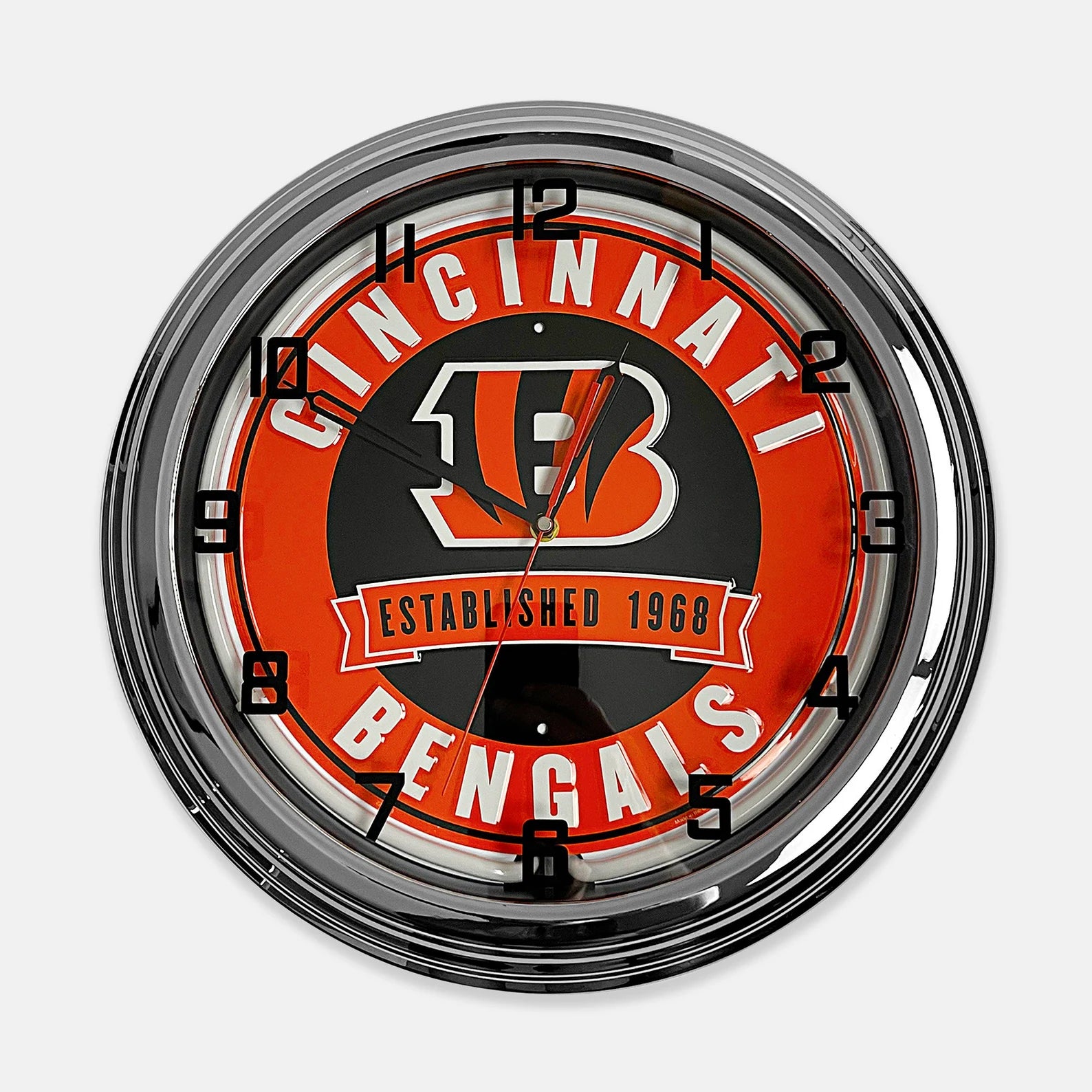 Cincinnati Bengals - Metal White Neon Clock For the Sports Lover Sign Box Co.