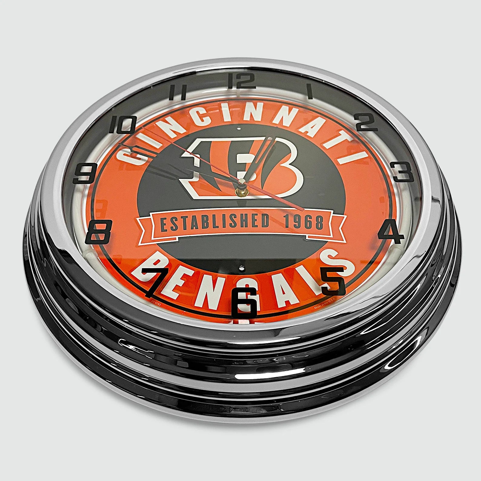 Cincinnati Bengals - Metal White Neon Clock For the Sports Lover Sign Box Co.