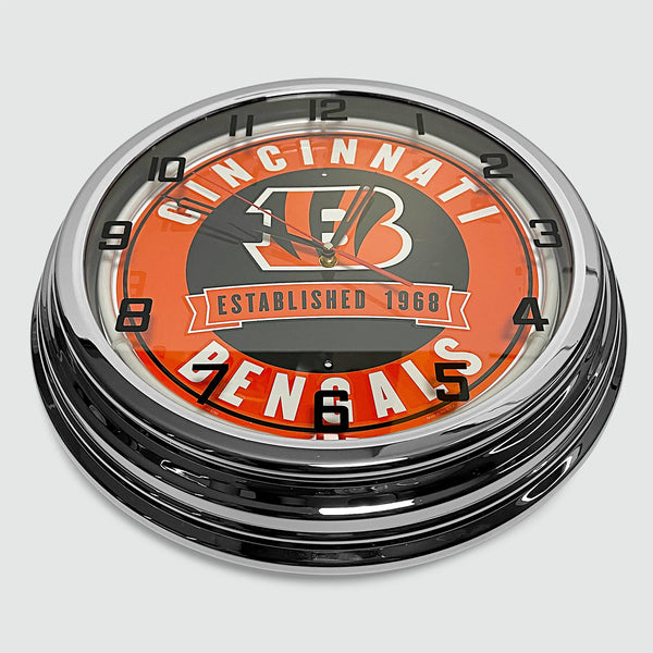 Cincinnati Bengals - Metal White Neon Clock For the Sports Lover Sign Box Co.