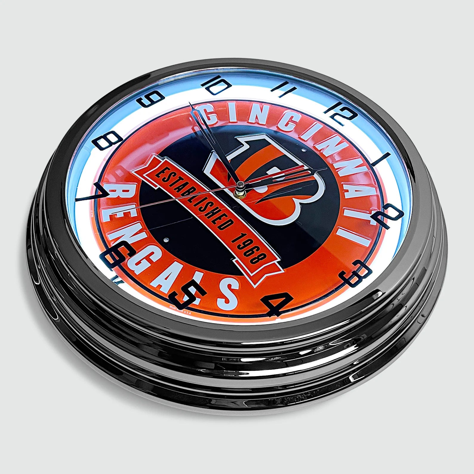 Cincinnati Bengals - Metal White Neon Clock For the Sports Lover Sign Box Co.