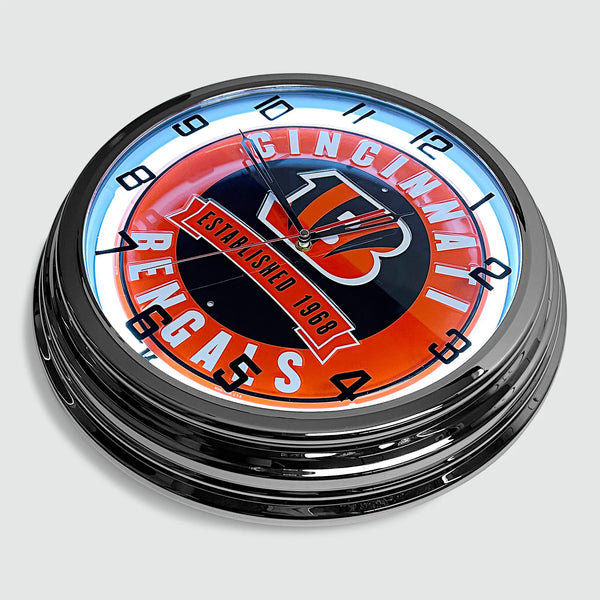 Cincinnati Bengals - Metal White Neon Clock For the Sports Lover Sign Box Co.