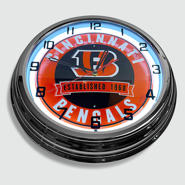 Cincinnati Bengals - Metal White Neon Clock For the Sports Lover Sign Box Co.