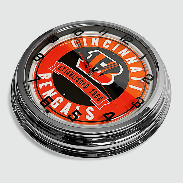 Cincinnati Bengals - Metal White Neon Clock For the Sports Lover Sign Box Co.