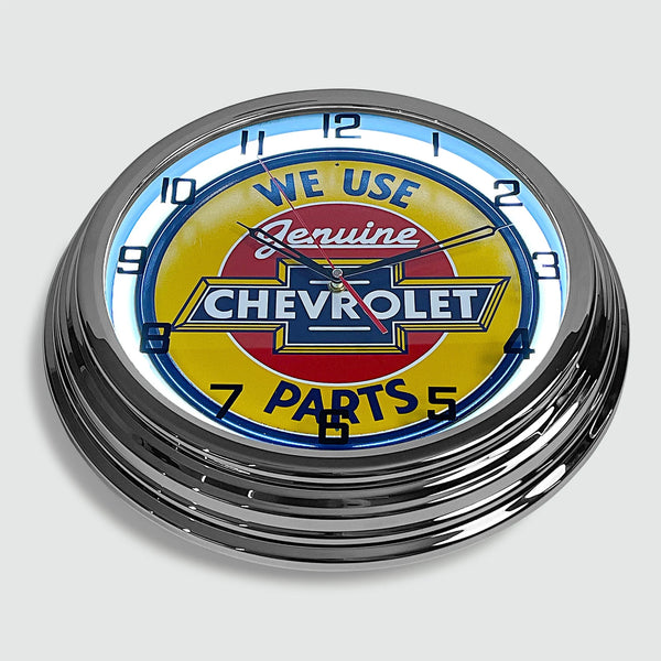 Genuine Chevrolet Parts - Metal White Neon Clock