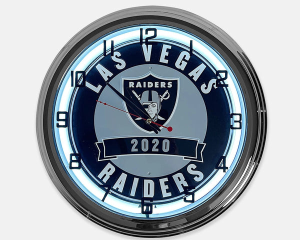 Las Vegas Raiders - Metal White Neon Clock