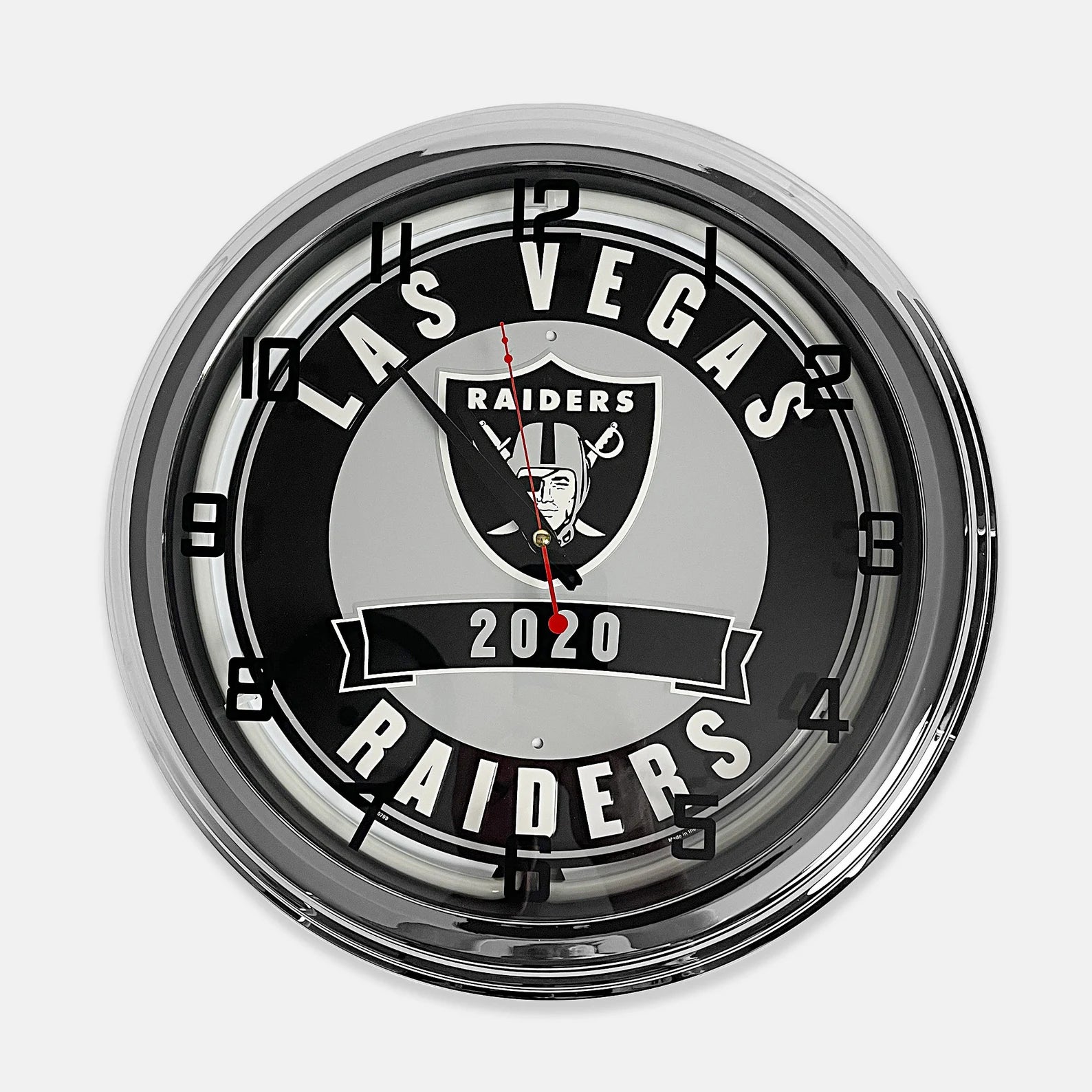 Las Vegas Raiders - Metal White Neon Clock For the Sports Lover Sign Box Co.