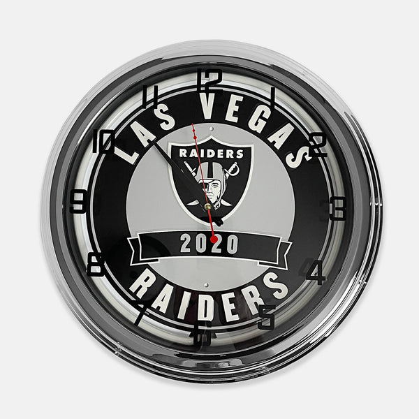 Las Vegas Raiders - Metal White Neon Clock For the Sports Lover Sign Box Co.