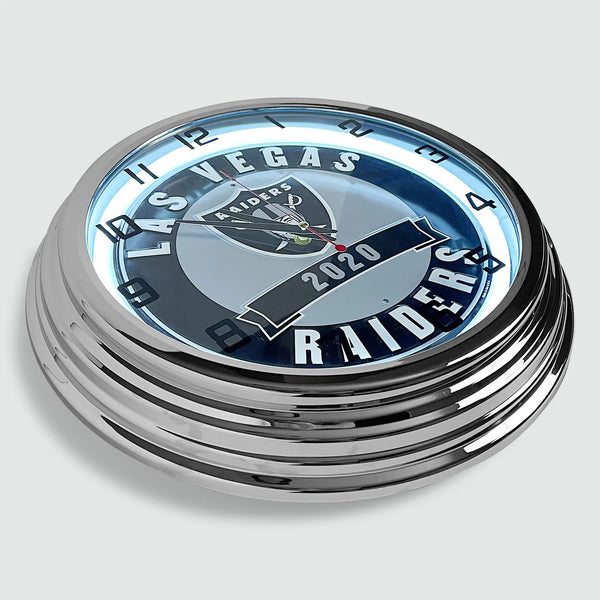 Las Vegas Raiders - Metal White Neon Clock For the Sports Lover Sign Box Co.