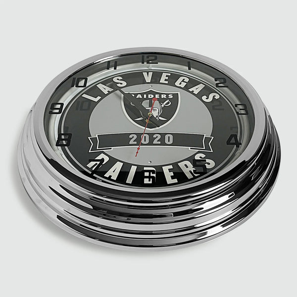Las Vegas Raiders - Metal White Neon Clock For the Sports Lover Sign Box Co.