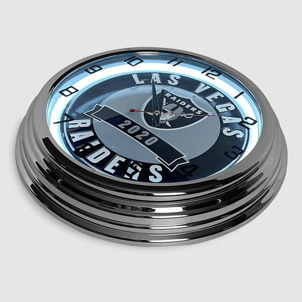 Las Vegas Raiders - Metal White Neon Clock For the Sports Lover Sign Box Co.