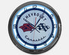 Chevrolet Corvette - Metal White Neon Clock For the Gear Head Sign Box Co.