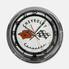 Chevrolet Corvette - Metal White Neon Clock For the Gear Head Sign Box Co.