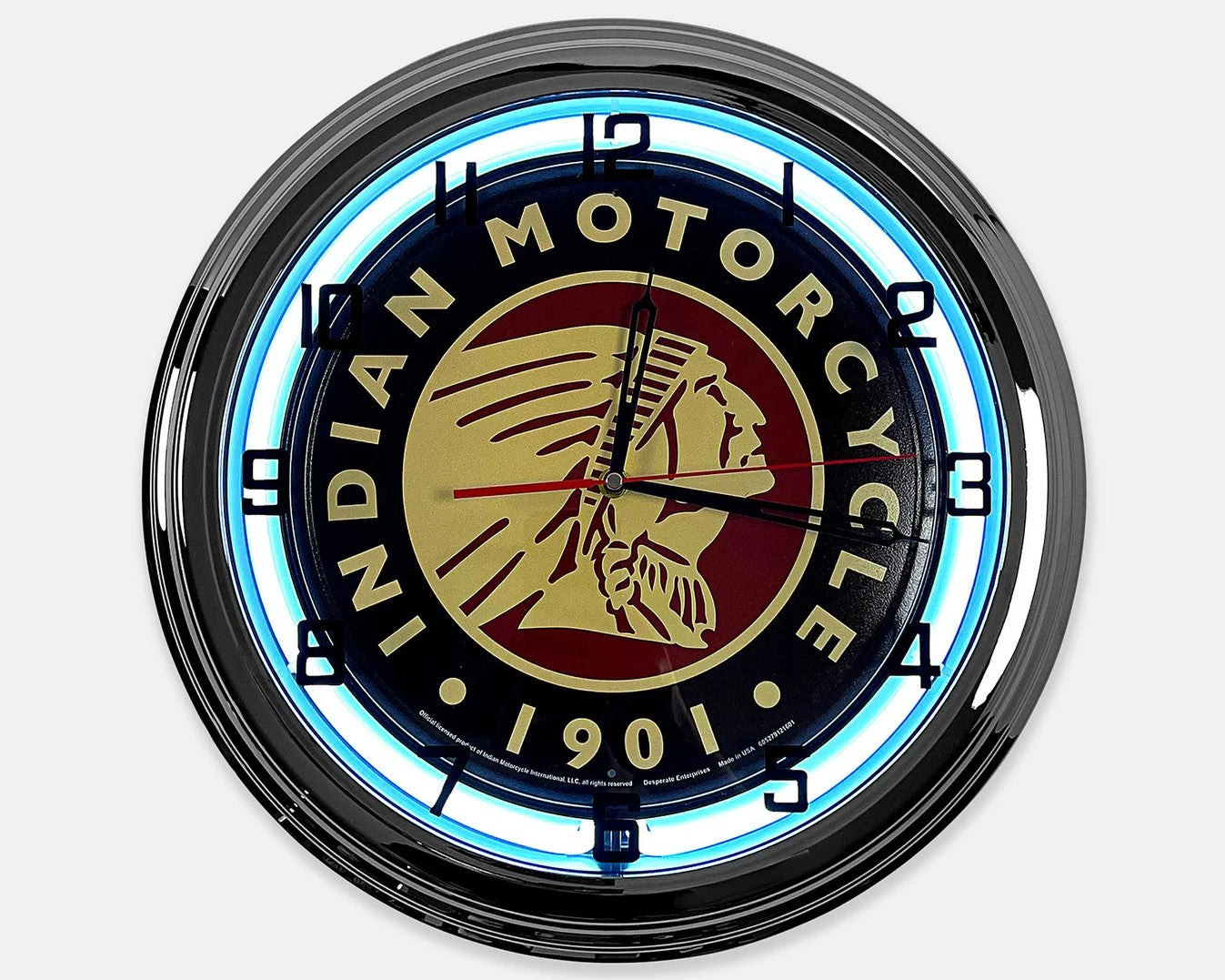 Indian Motorcycles - Metal White Neon Clock For the Gear Head Sign Box Co.