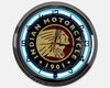 Indian Motorcycles - Metal White Neon Clock For the Gear Head Sign Box Co.