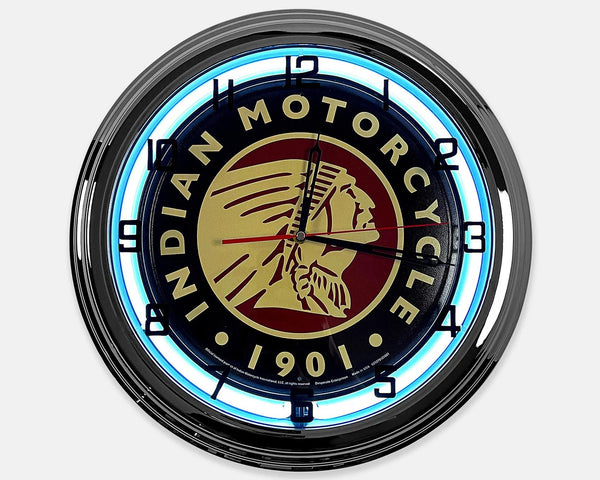 Indian Motorcycles - Metal White Neon Clock