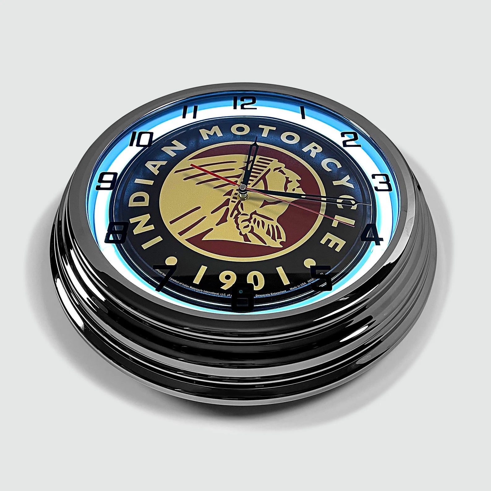 Indian Motorcycles - Metal White Neon Clock For the Gear Head Sign Box Co.