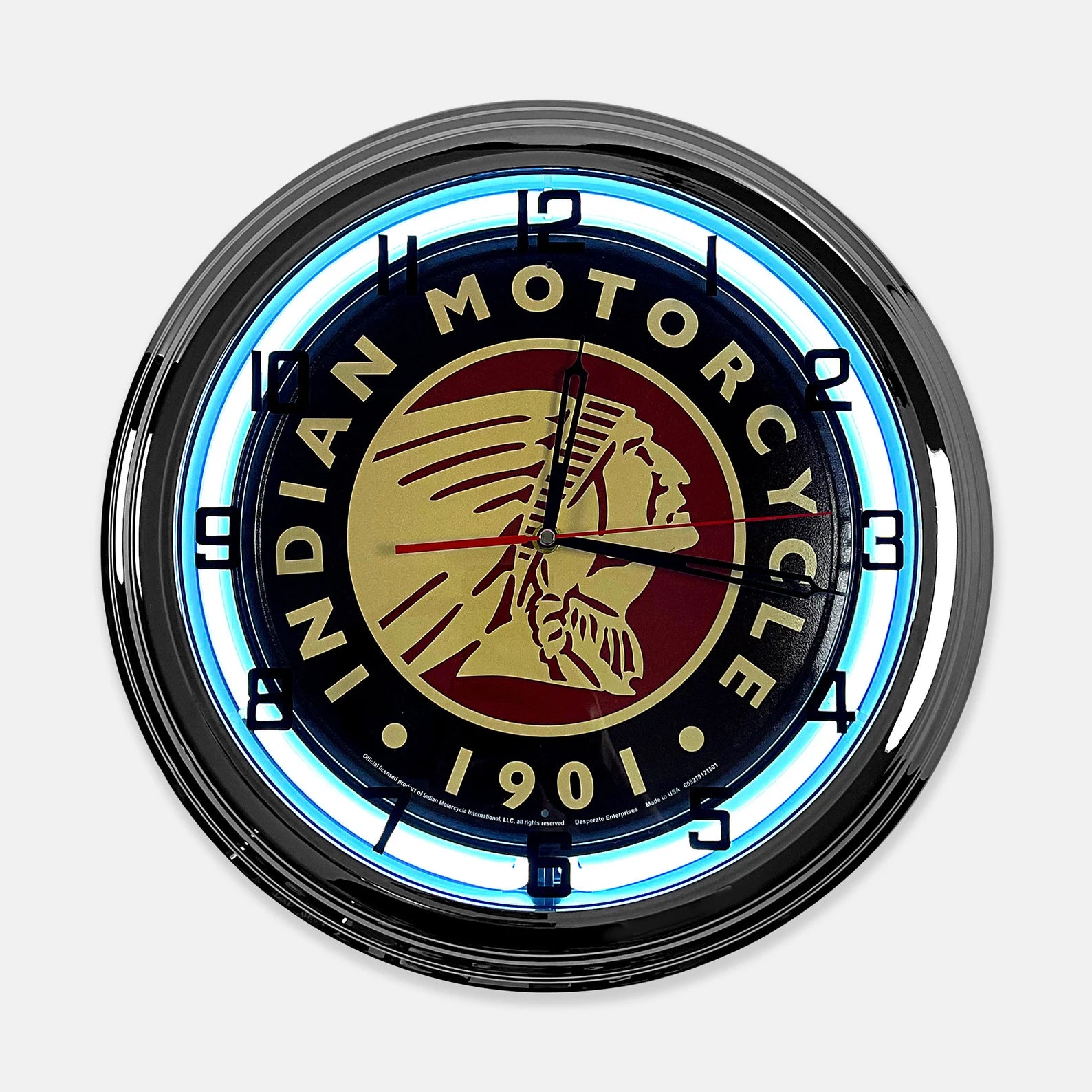 Indian Motorcycles - Metal White Neon Clock For the Gear Head Sign Box Co.