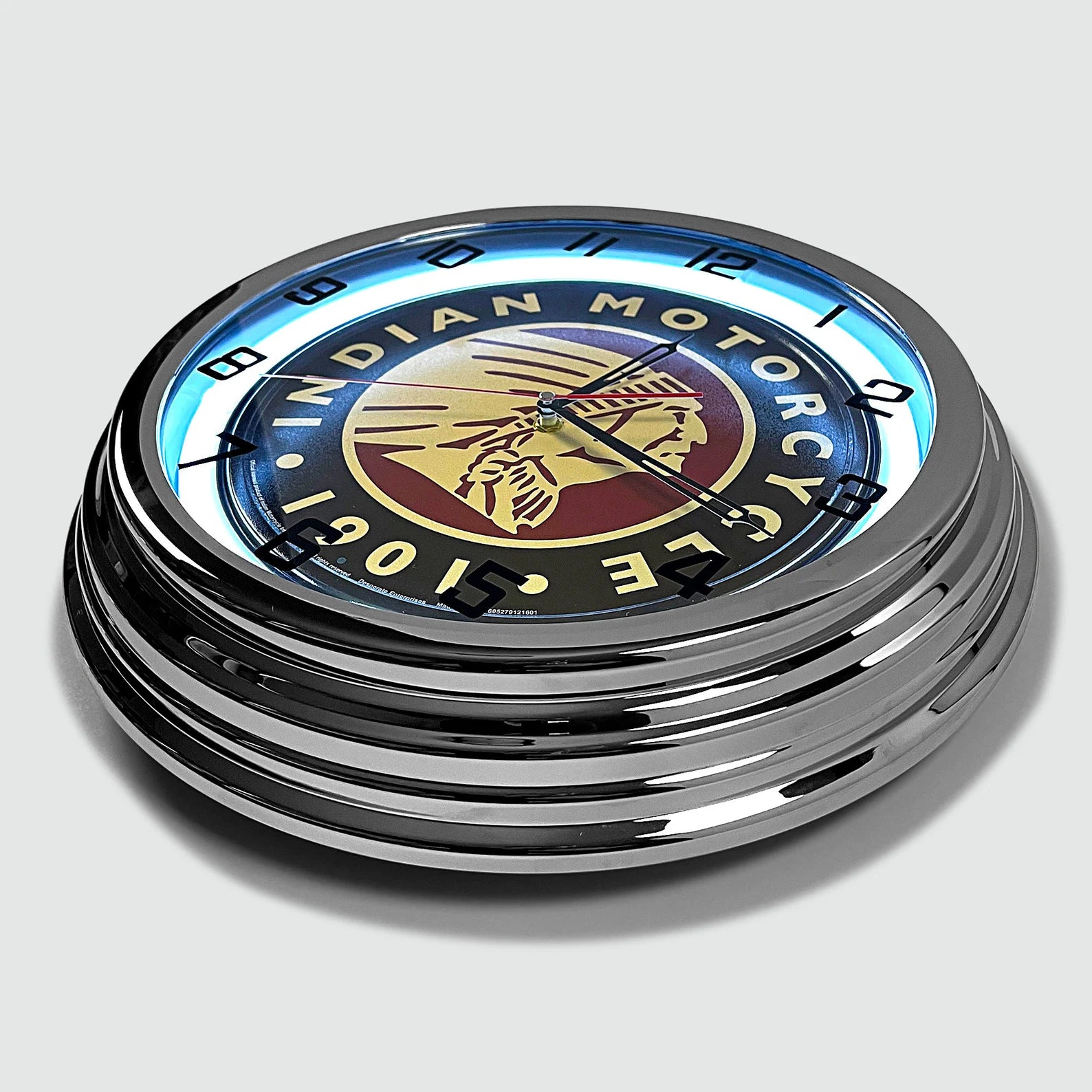 Indian Motorcycles - Metal White Neon Clock For the Gear Head Sign Box Co.
