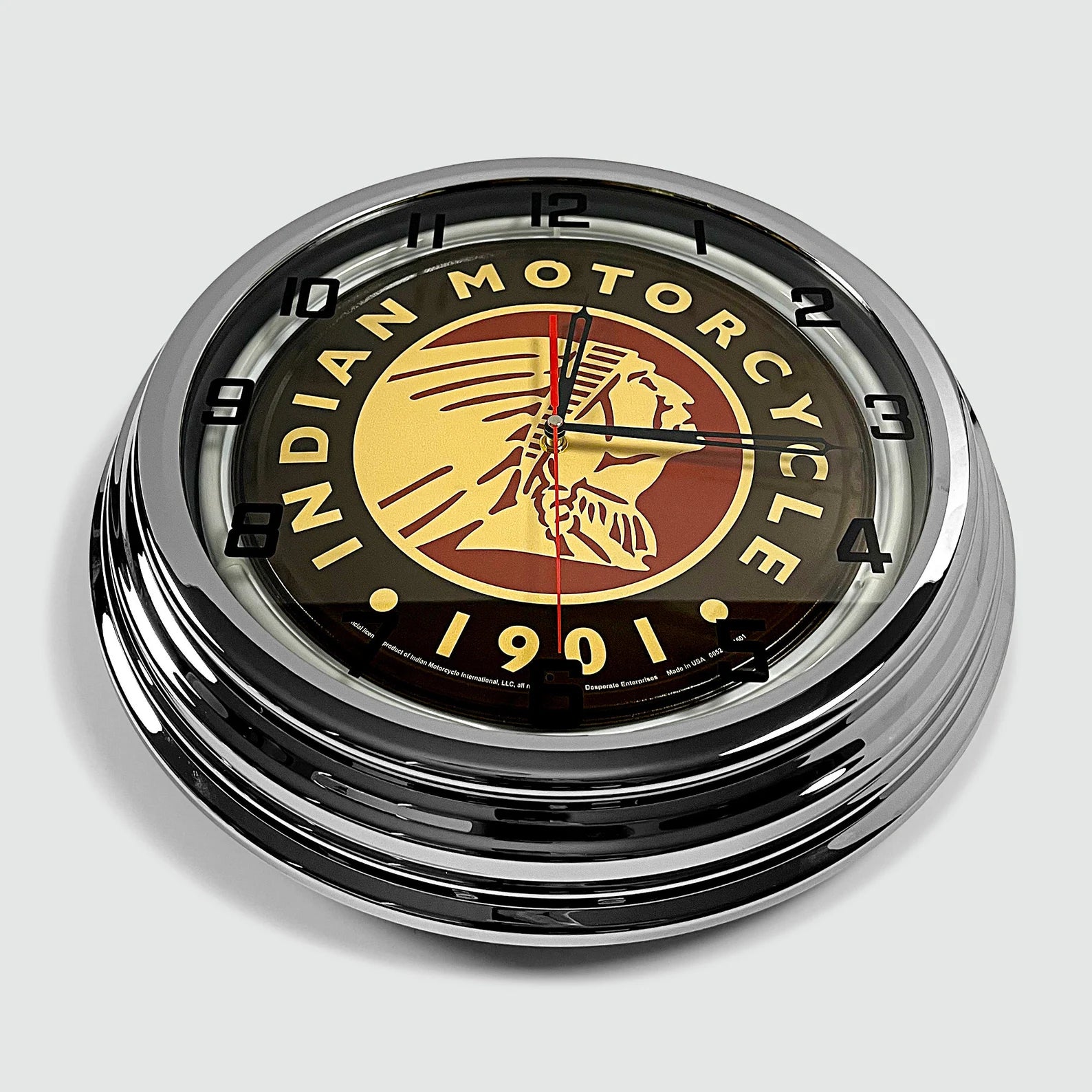 Indian Motorcycles - Metal White Neon Clock For the Gear Head Sign Box Co.