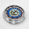 Neon wall clock with chrome rim and Mustang 40th Anniversary face, glowing blue