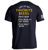Navy graphic T-shirt, back print: “List of My Favorite Beers” and beer list