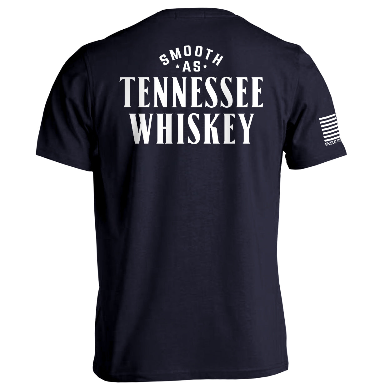 Black short-sleeve T-shirt with Tennessee Whiskey graphic on back