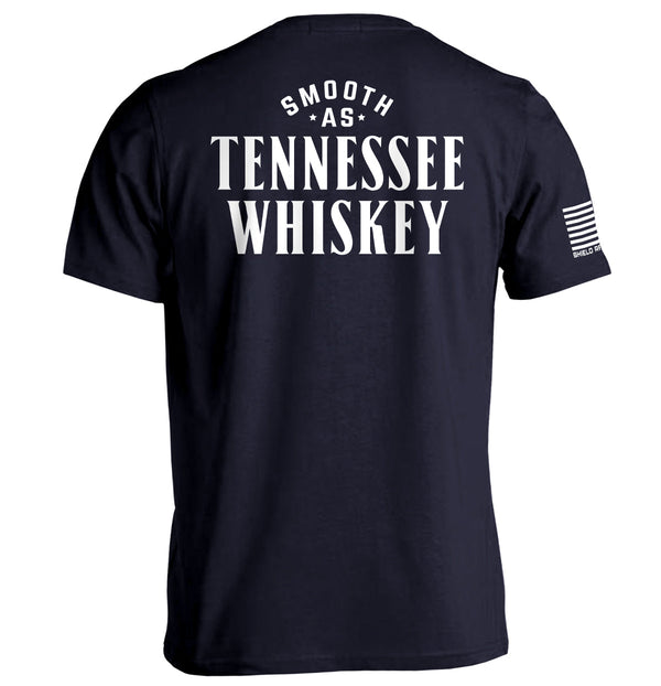 Black short-sleeve T-shirt with Tennessee Whiskey graphic on back