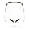 Clear double-walled glass tumbler with faceted base, empty